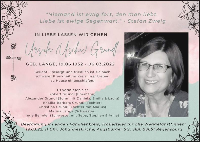 Traueranzeige Ursula Grundl