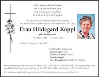 Traueranzeige Hildegard Köppl