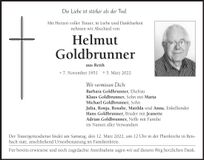 Traueranzeige Helmut Goldbrunner