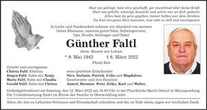 Traueranzeige Günther Faltl