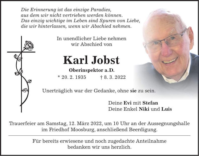 Traueranzeige Karl Jobst