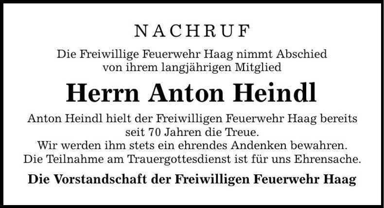 Traueranzeige Johann Eigenstetter