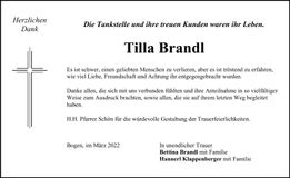 Traueranzeige Tilla Brandl