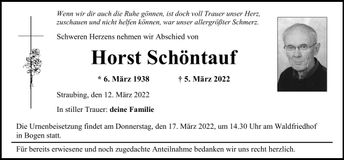 Traueranzeige Horst Schöntauf
