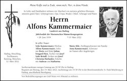 Traueranzeige Alfons Kammeramier