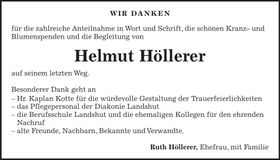 Traueranzeige Helmut Höllerer