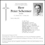 Traueranzeige Peter Schermer