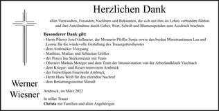 Traueranzeige Werner Wiesner