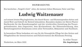 Traueranzeige LÖudwig Waitzenauer