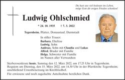 Traueranzeige Ludwig Ohlschmied