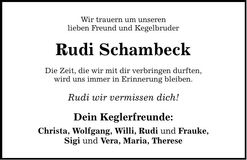 Traueranzeige Rudi Schambeck