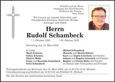Traueranzeige Rudolf Schambeck