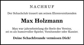 Traueranzeige Max Holzmann