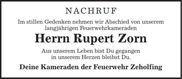 Traueranzeige Rupert Zorn