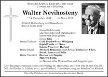 Traueranzeige Walter Nevihosteny
