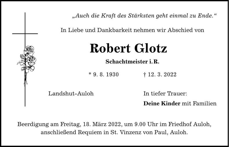 Traueranzeige Robert Glotz