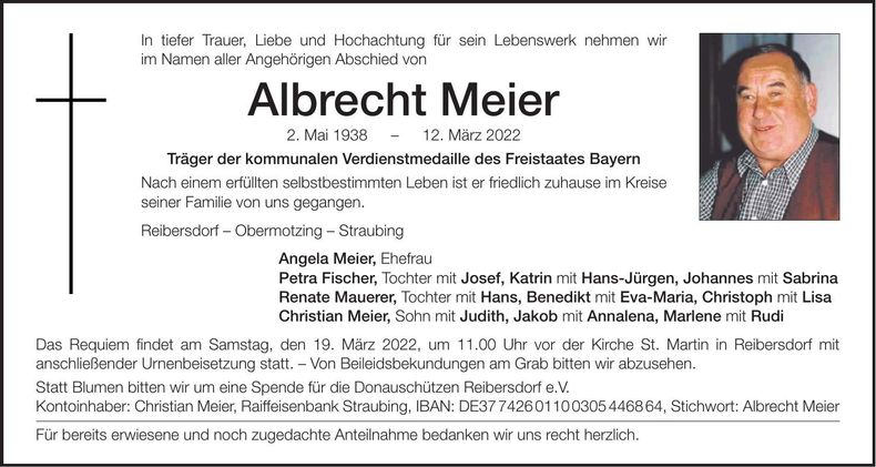 Traueranzeige Albrecht Meier