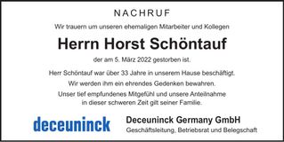 Traueranzeige Horst Schöntauf