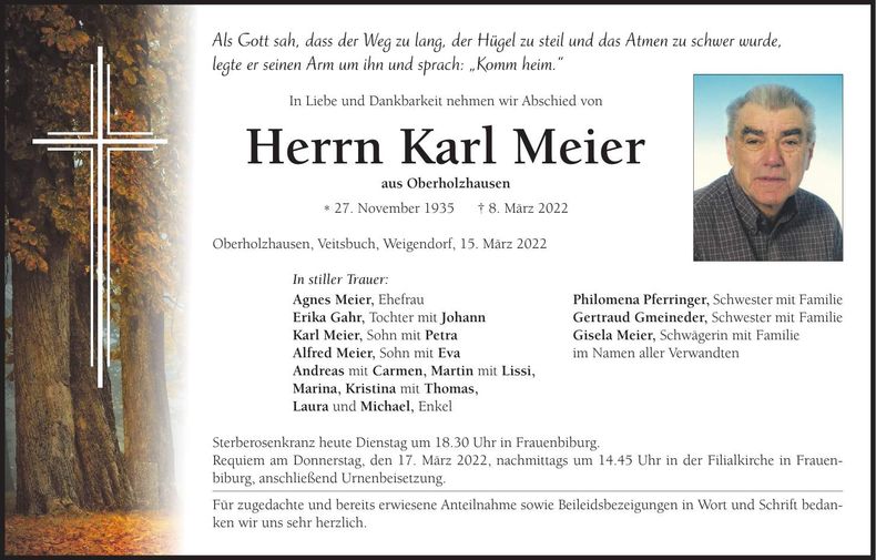 Traueranzeige Karl Meier