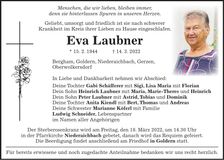 Traueranzeige Eva Laubner