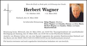 Traueranzeige Herbert Wagner