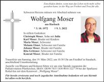 Traueranzeige Wolfgang Moser