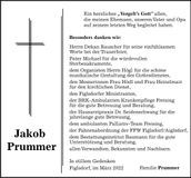 Traueranzeige Jakob Prummer