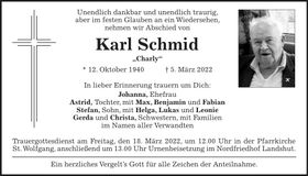Traueranzeige Karl Schmid