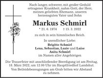 Traueranzeige Markus Schmirl