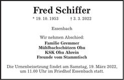 Traueranzeige Fred Schiffer