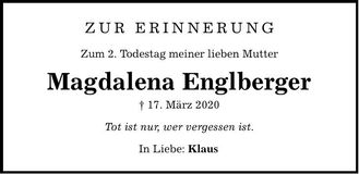 Traueranzeige Magdalena Englberger