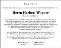 Traueranzeige Herbert Wagner