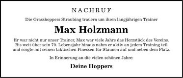 Traueranzeige Max Holzmann