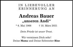 Traueranzeige Andreas Bauer