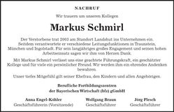 Traueranzeige Markus Schmirl