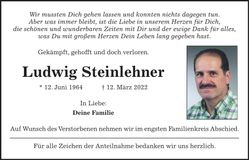 Traueranzeige Ludwig Steinlehner