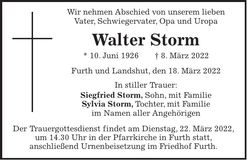 Traueranzeige Walter Storm