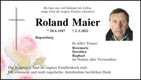 Traueranzeige Roland Maier