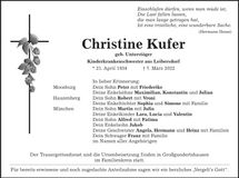Traueranzeige Christine Kufer