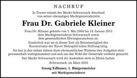 Traueranzeige Gabriele Kleiner