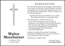 Traueranzeige Walter Moosburner