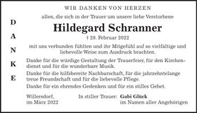 Traueranzeige Hildegard Schranner