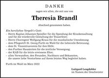 Traueranzeige Theresia Brandl