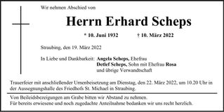Traueranzeige Erhard Scheps