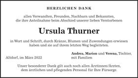 Traueranzeige Ursula Thurner