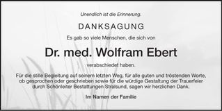 Traueranzeige Dr. med. Wolfram Ebert