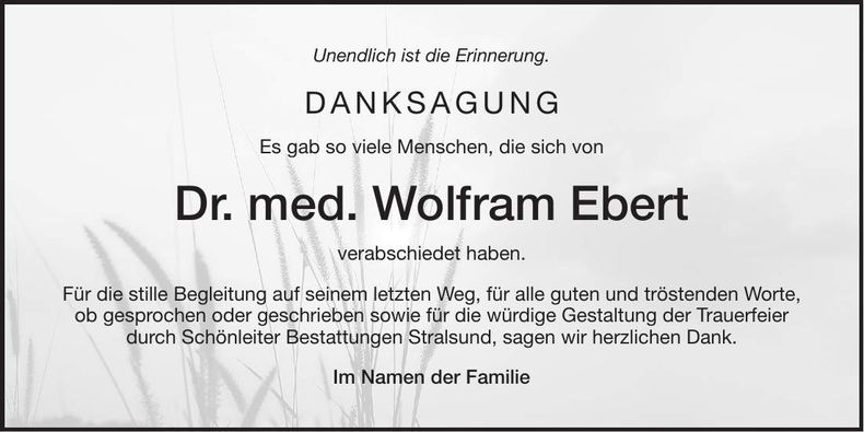 Traueranzeige Dr. med. Wolfram Ebert