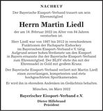 Traueranzeige Martin Liedl