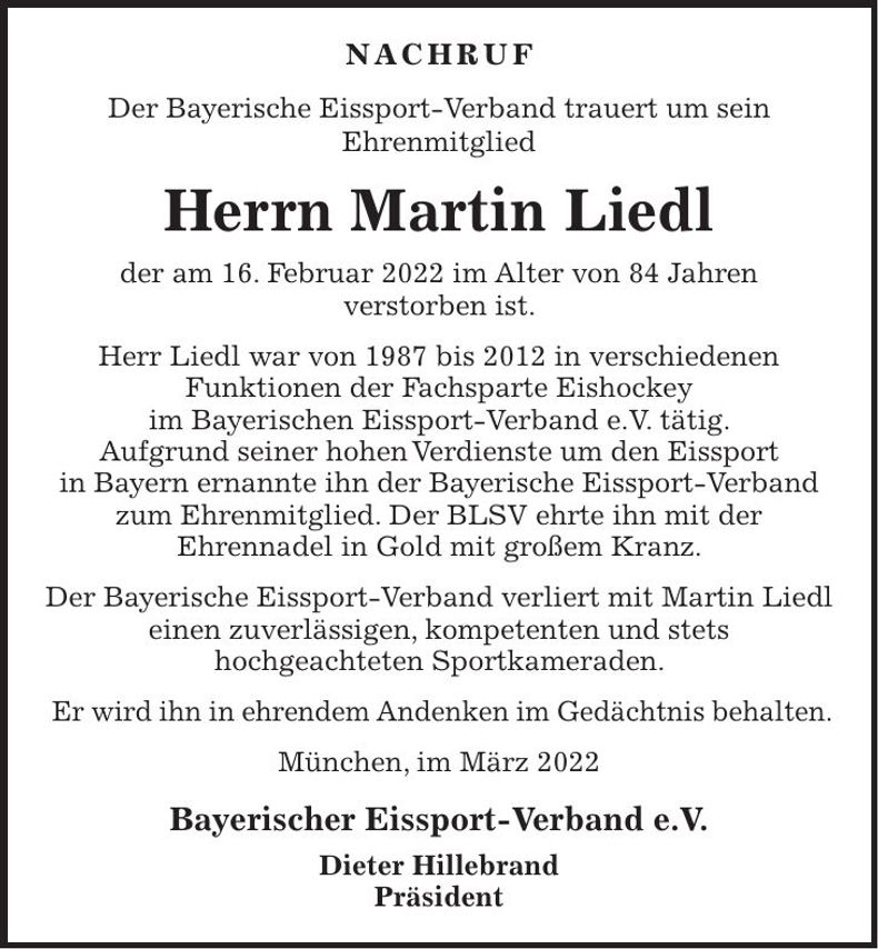 Traueranzeige Martin Liedl