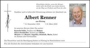 Traueranzeige Albert Renner